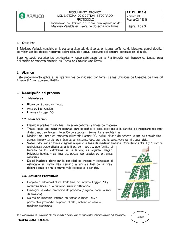 Protocolo madereo variable 2016
