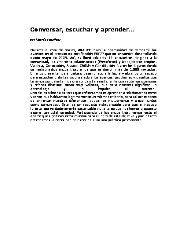 Conversar escuchar y aprender
