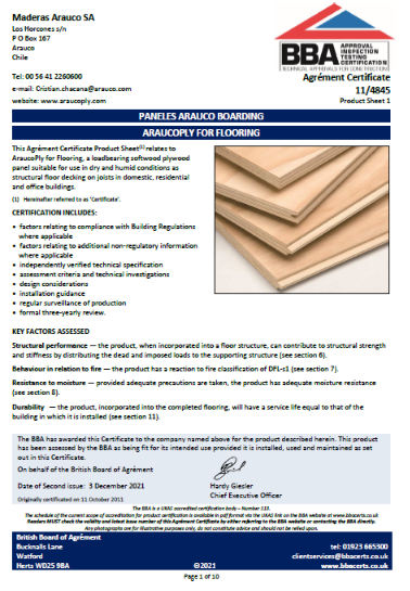 BBA Araucoply Flooring