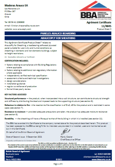 BBA Araucoply Sheathing
